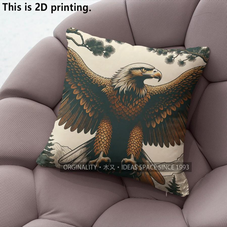 Vintage Eagle Print Cushion Covers Pattern Cushion Cover Suitable for Sofa Bedroom Car Pillow Cover