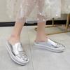 Fashion Aphixta Rhineston Round Toe Leather Flats Shoes Women White Bling Loafers Couple Platform Shoes Woman Chunky Sole Size 43