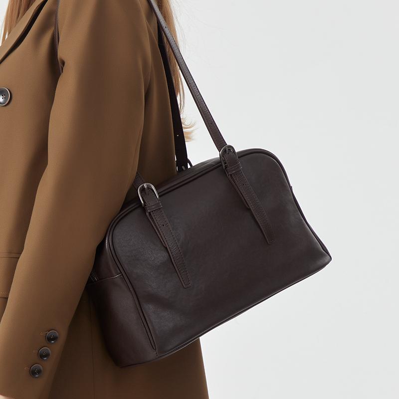 Women's Retro Large Capacity Cowhide Bag Ladies Cow Genuine Leather Shoulder Bags Female Classic Designer Luxury Handbags Lady