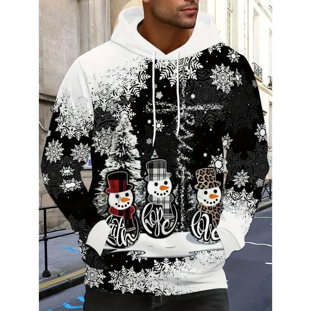 Autumn Winter Christmas Day Creativity 3D Printed Hoodie Men's Fashion Comfort Loose Sports Leisure Versatile Pockets Hoodies