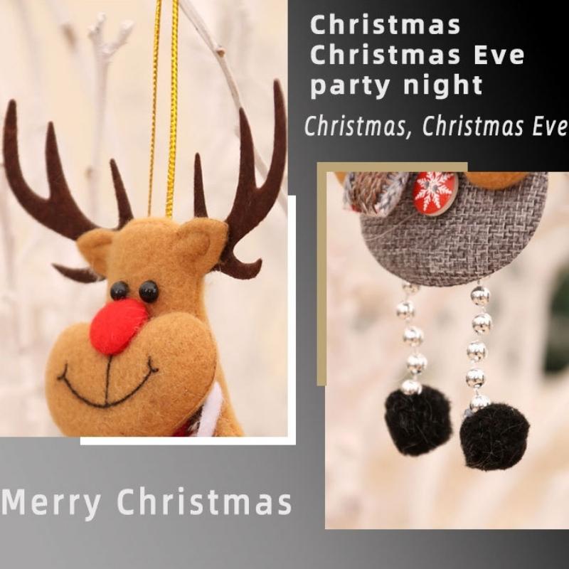 Christmas Ornaments Santa Claus Snowman Reindeer Bear Plush Hanging Decorations for Christmas Tree Holiday Home Party Festive Decor