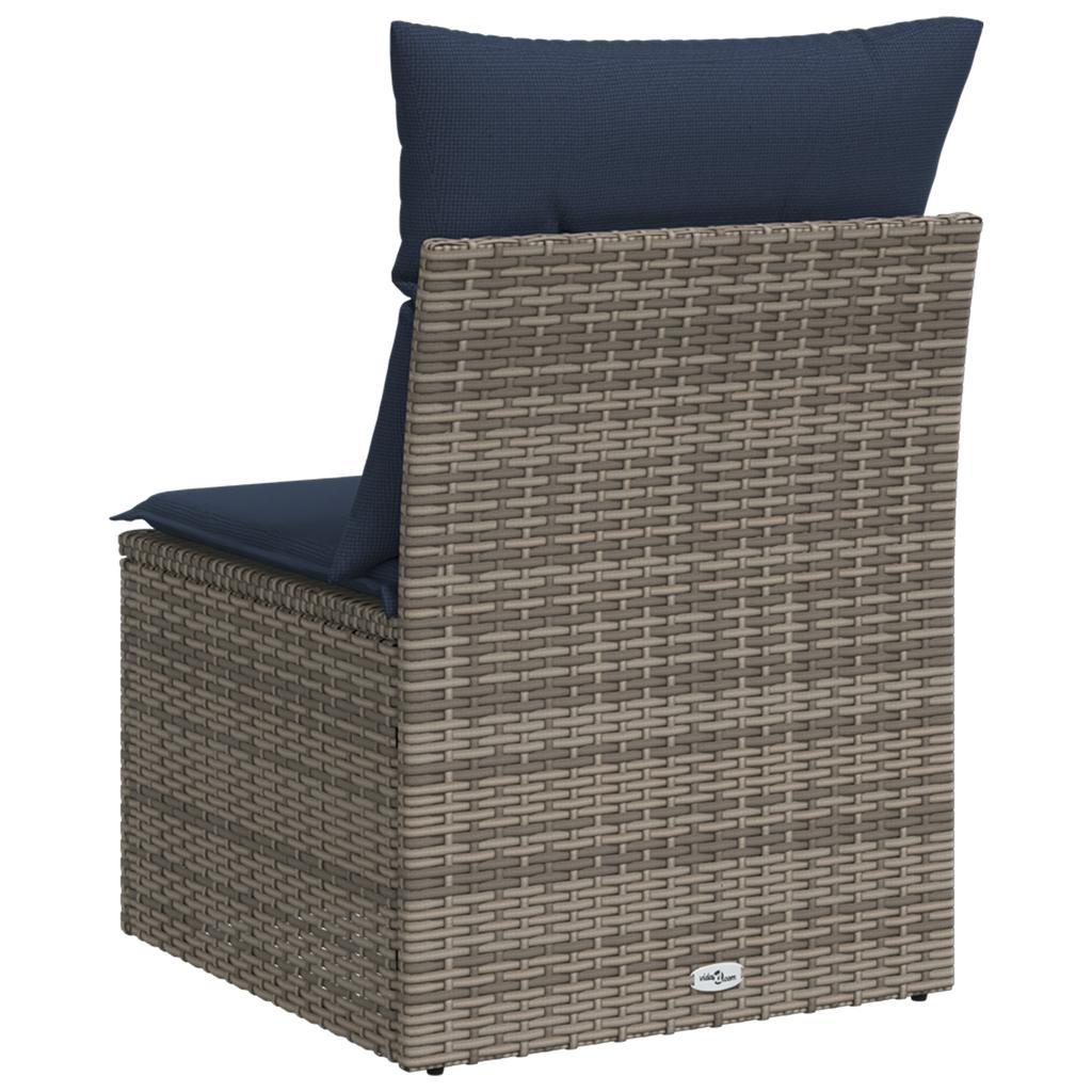 Garden Sofa without Armrests with Cushions Gray Poly Rattan