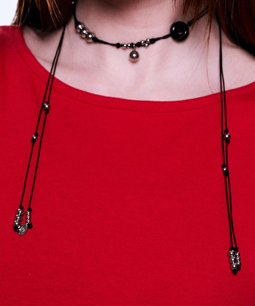 Nff Black Flow Ball Necklace-Black