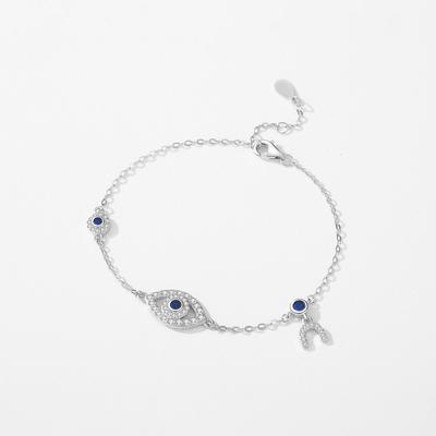 S925 Sterling Silver Micro Inlaid Diamond Devil's Eye Bracelet Female European and American Instagram Fashion Personality Magnet Handicraft Female