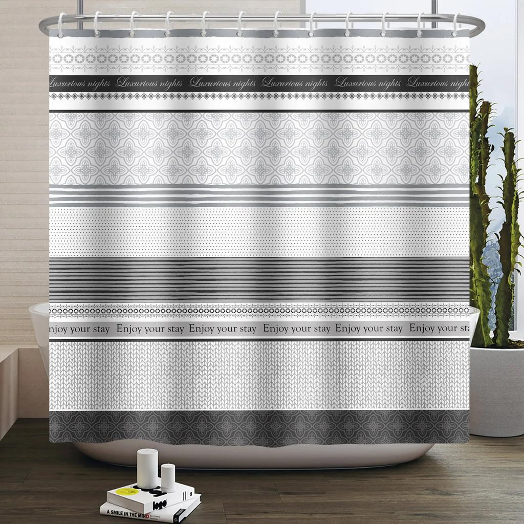 Simple Line Pattern Shower Curtain for Bathroom Waterproof Polyester Fabric Home Decor Bath Curtain Bathtub Partition Screen