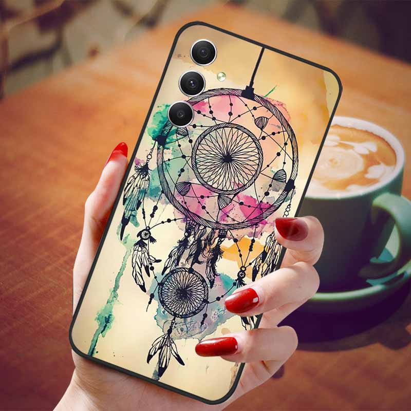 For Samsung Galaxy A55 5G Case Black TPU Silicone Beautiful Pattern Phone Cases for Galaxy A55 Shockproof Soft Cover A 55 6.6''