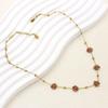 Stainless Steel and Natural Stone Gemstone Beaded Flower Necklace for Women