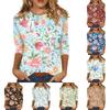 Damen Casual Oberteil mit Blumendruck 3/4 Ärmel Rundhalsausschnitt Leichter weicher Stoff Bequeme Passform Stilvolles Design für den Alltag