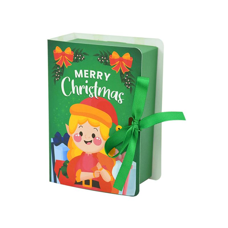 5Pcs Book Shape Merry Christmas Candy Boxes Bag Santa Claus Kids Gift Packaging Box Navidad Natal Noel Party Decoration Supplies