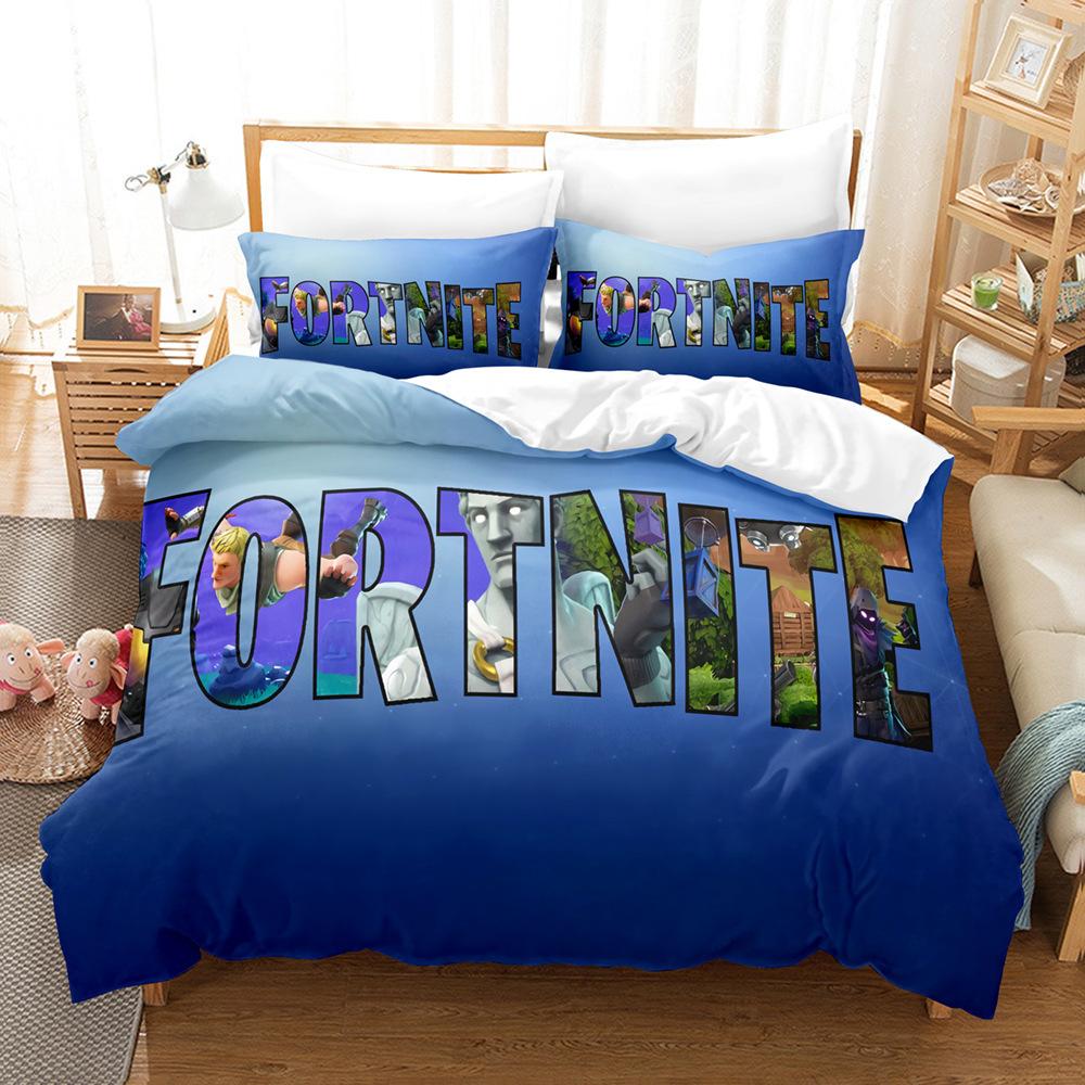 Cartoon Game Mini World Fortnite Quilt Set Three-Piece Digital Printing Three-Piece Set