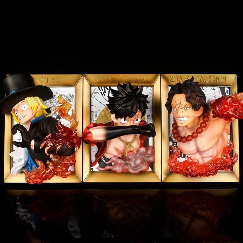 Ace Luffy Sabo 11 Scale 3D Photo Frame Statue Anime Action Figure Desktop Decor Collectible Model For Anime Fans