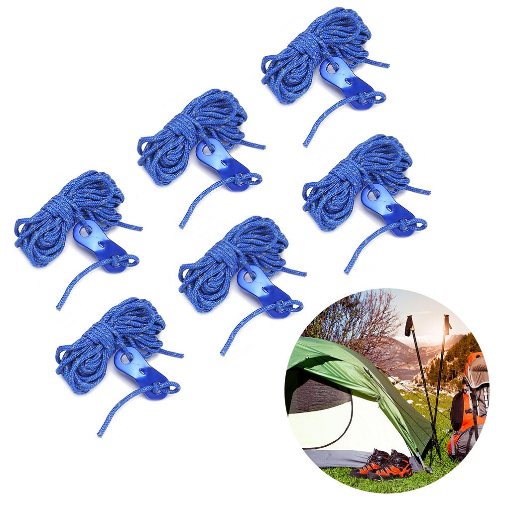 6pcs 13ft 3mm Paracord Reflective Rope Wind Tent String for Camping Canopy Outdoor Activities