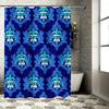 Luxury Blue White Damask Shower Curtain Waterproof Fabric Bath Decor, Modern Home Accessories for Bathroom Curtains