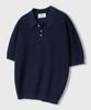 LEMAIN SECOND Linen-Like Oversized Washable Collared Short Sleeve Knit [Navy]