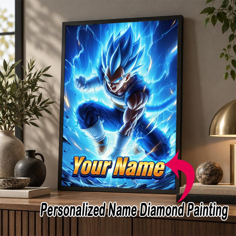 Personalized Dragon Ball Vegeta Diamond Art Custom Name 5D Diamond Painting Full Drill DIY Craft