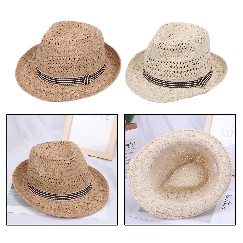 Wide Brim Sun Hat Panama Sunhat Protection Beach Sun Visor Women Ladies Straw Hat for Summer Travel Outdoor Holiday Party