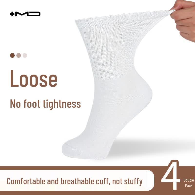 Unisex Loose Cuff Mid-Calf Socks (4-Pack) S 35-38