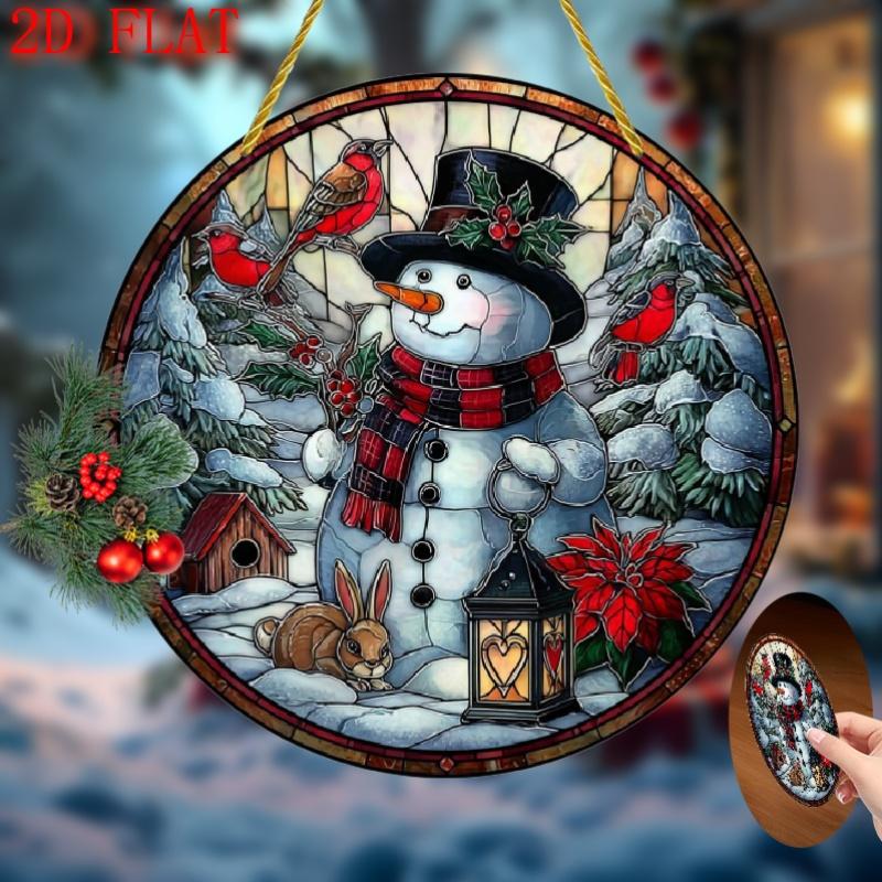 2D Flat, 2D Plane - 2D Plane - Two-Dimensional Acrylic Christmas Snowman Lampshade, Garden Ornament and Holiday Decoration, Ideal for Home and Window