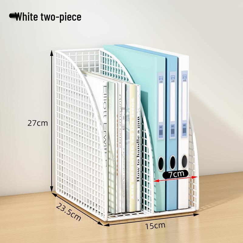 Metal Office Desk Organizer & File Rack with Document Shelf and Book Stand for Workstations
