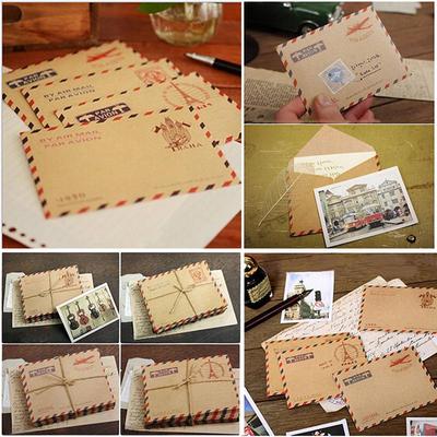10 Sheets Mini Envelope Postcard Letter Stationary Storage Paper Vintage