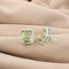 Green Amethyst Gemstone 925 Sterling Silver Jewelry Designer Studs Earring 0.57" For Anniversary Gift CZE-6-14