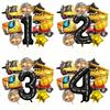 Construction Vehicle Theme Aluminum Film Balloon Set 40 Inch White Line Black Digital Birthday Party Balloon Atmosphere Decoration
