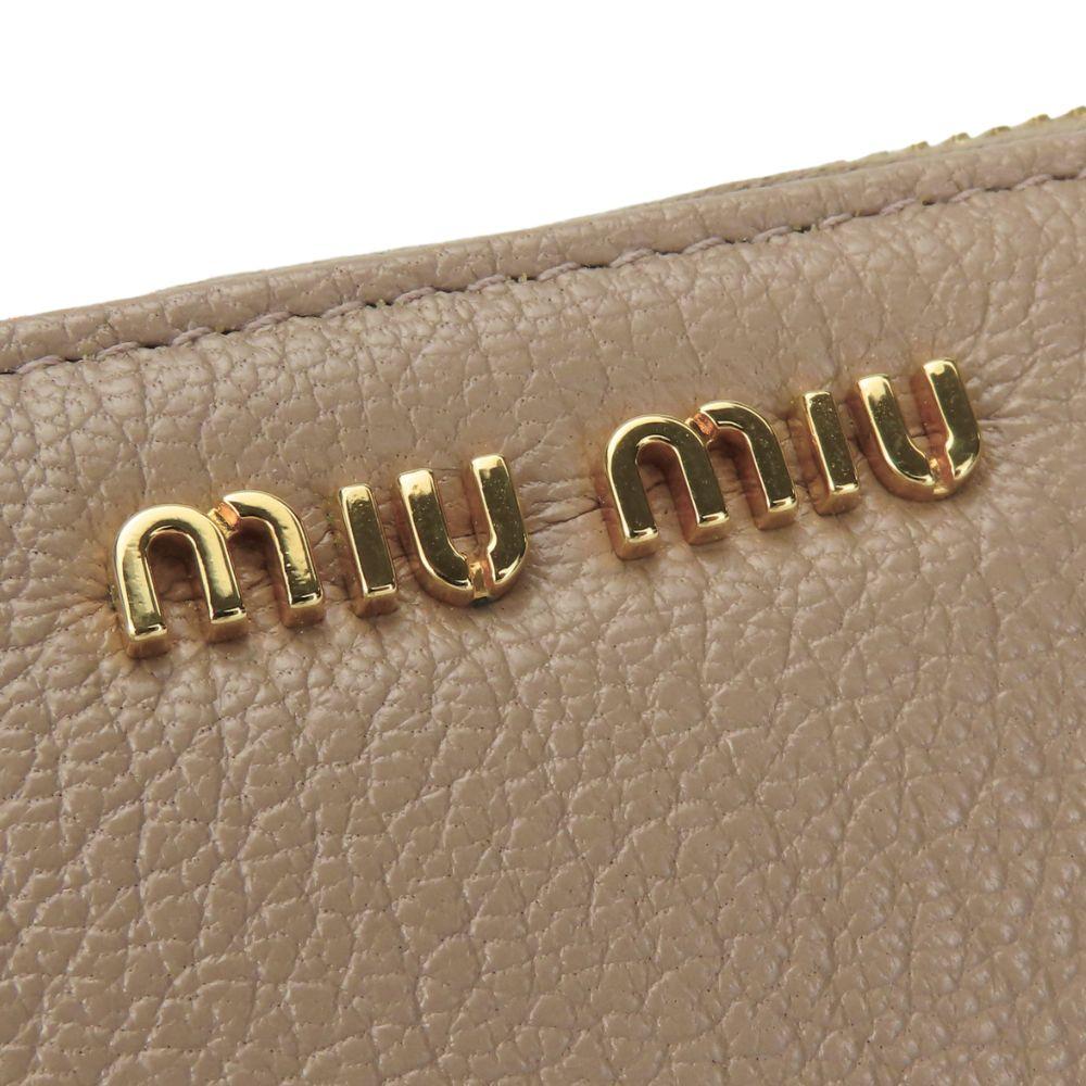 Used MIUMIU Purse Zip Around 5M0506 leather CAMMEO pink beige Dark marks color