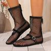 Fashion 2025 Women's New Mesh Roman  Sexy  Women's 2024 New Black Single Shoes Sandals Sandalen