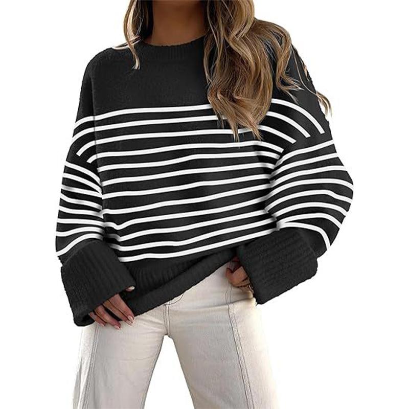 Herbst Winter Vintage Warm halten Strickpullover für Frauen Übergroßer Pullover Einfarbig Verdickter Pullover Strickwaren