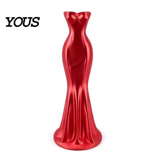 Smooth Line Vase Elegant Dress Shaped Vase, 3D Printed Minimalist Flower Holder, Modern Decorative Romantic Home Decor Bud for Living Room, Entrance,