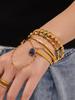 Modern Chinese Style Stone Pendant Gold-Plated Stainless Steel Geometric Bracelet