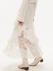 Women's Lace Skirt White Y2k Vintage Elegant Mid-length Skirt Ruffled Elastic Waist Korean Fashion Clothing