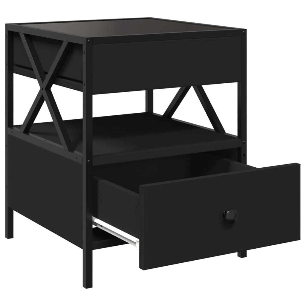 Nightstand with Infinity LED Black 40 X 40 X 51 Cm