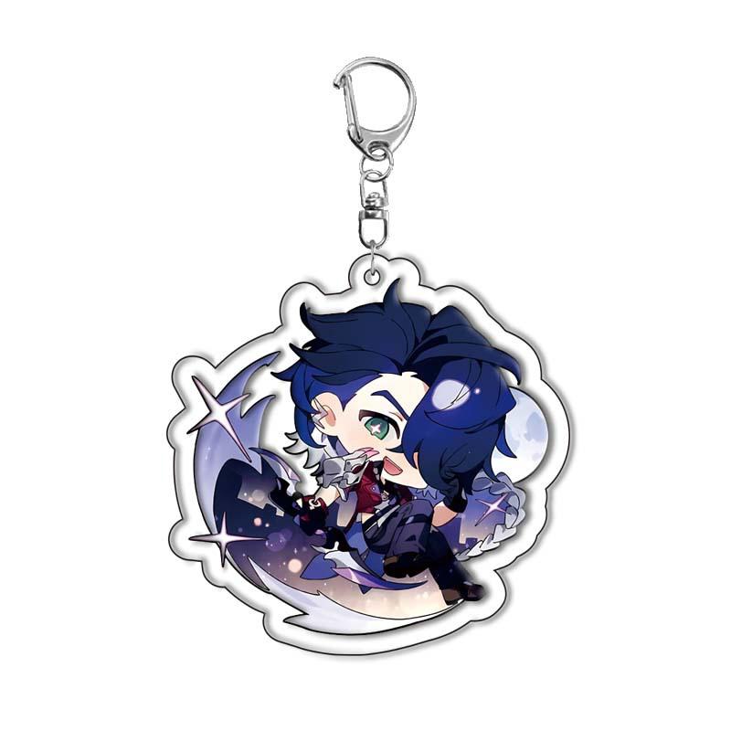 6CM Honkai Star Rail Anime Game Keychain Double-sided Cartoon Figure Lunae Blade Key Ring for Women Car Bag Phone Pendant Gifts