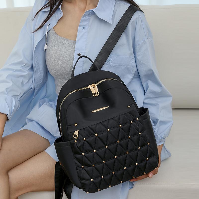 Rhomboid Stickerei Rucksack Damen Rucksack Große Kapazität Wasserabweisender Reiserucksack