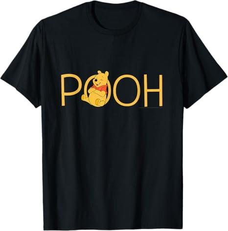 Winnie The Pooh Lettering Black TShirt S