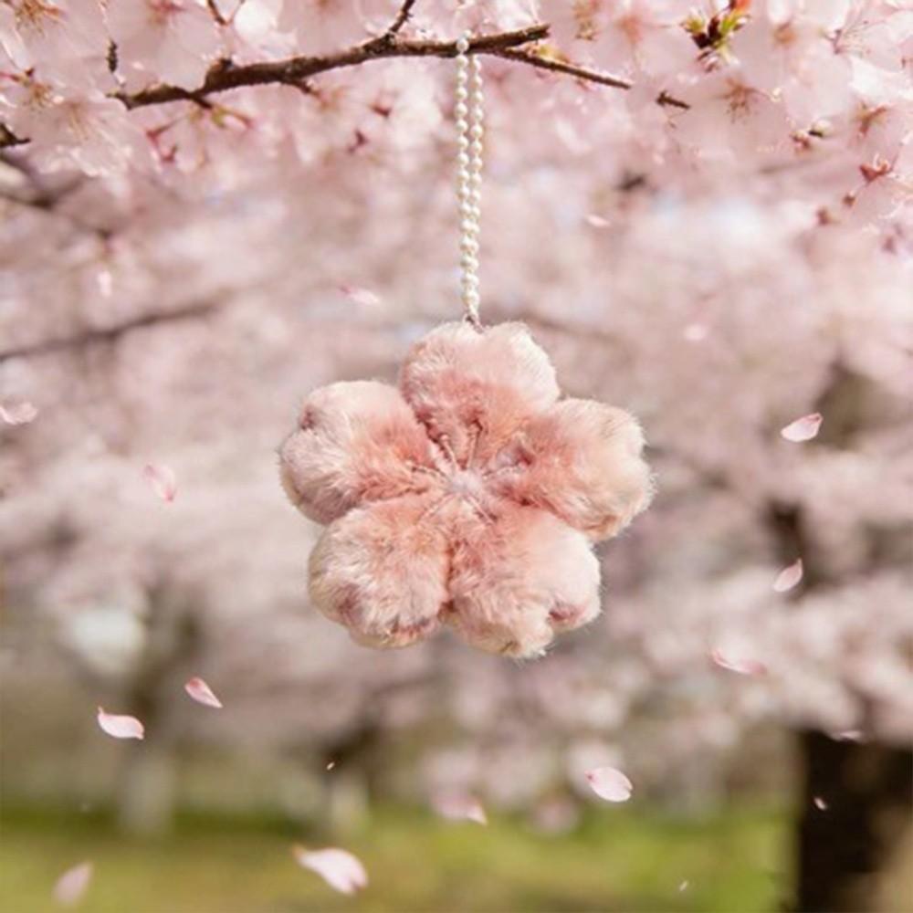 Friendship Cherry Blossom Pendant Ornaments Fluffy Flower Pendant Plush Flower Keychain Gifts