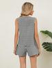 2025 Summer Women's Linen Plaid Two-Piece Short Set: European & American Vacation Style Vest Outfit