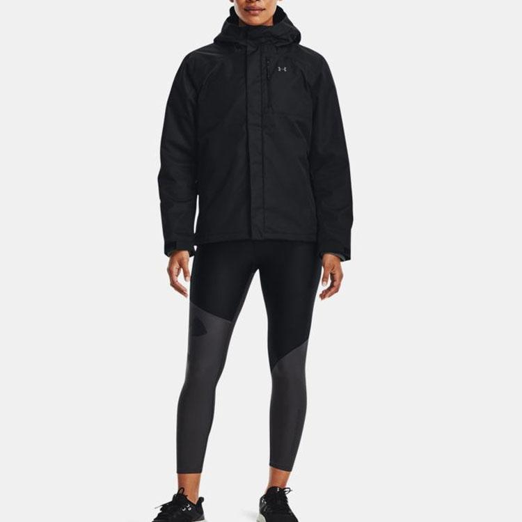 Under Armour Logo Print Zip-Up Hoodie Women Jackets Black 1371593-001