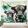 Highland Cow Wall Hanging Boys Girls Large Western Decor Tapestry For Kids Women Men Cactus Wall Blanket Highland Cattle Wall