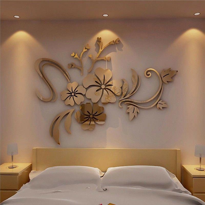Blumen Spiegel 3D Dekorative Wandaufkleber, Kunst Muralist Für Schlafzimmer TV Hintergrund Dekoration 40cm * 60cm Abnehmbare Heimdeko