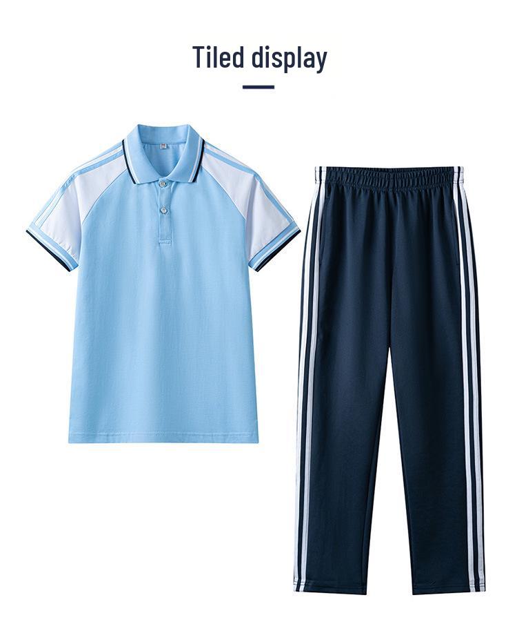 Light Blue Short-Sleeve School Uniform Set for Middle/Junior/High School Students