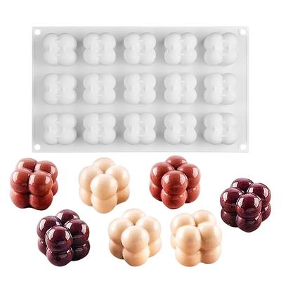 Non-stick Bubble Cube Candles Silicone Mold 3D Aromatherapy Plaster Candle Hand-made Baking Chocolate Dessert Cake Mould Tool