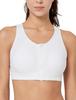 Yvette Sports High Integrated Size White Women's Bra, No-Sway, Front-Opening, Mesh, Moisture-Wicking, Quick-Drying, Racerback, Sides, Cup, Wireless,