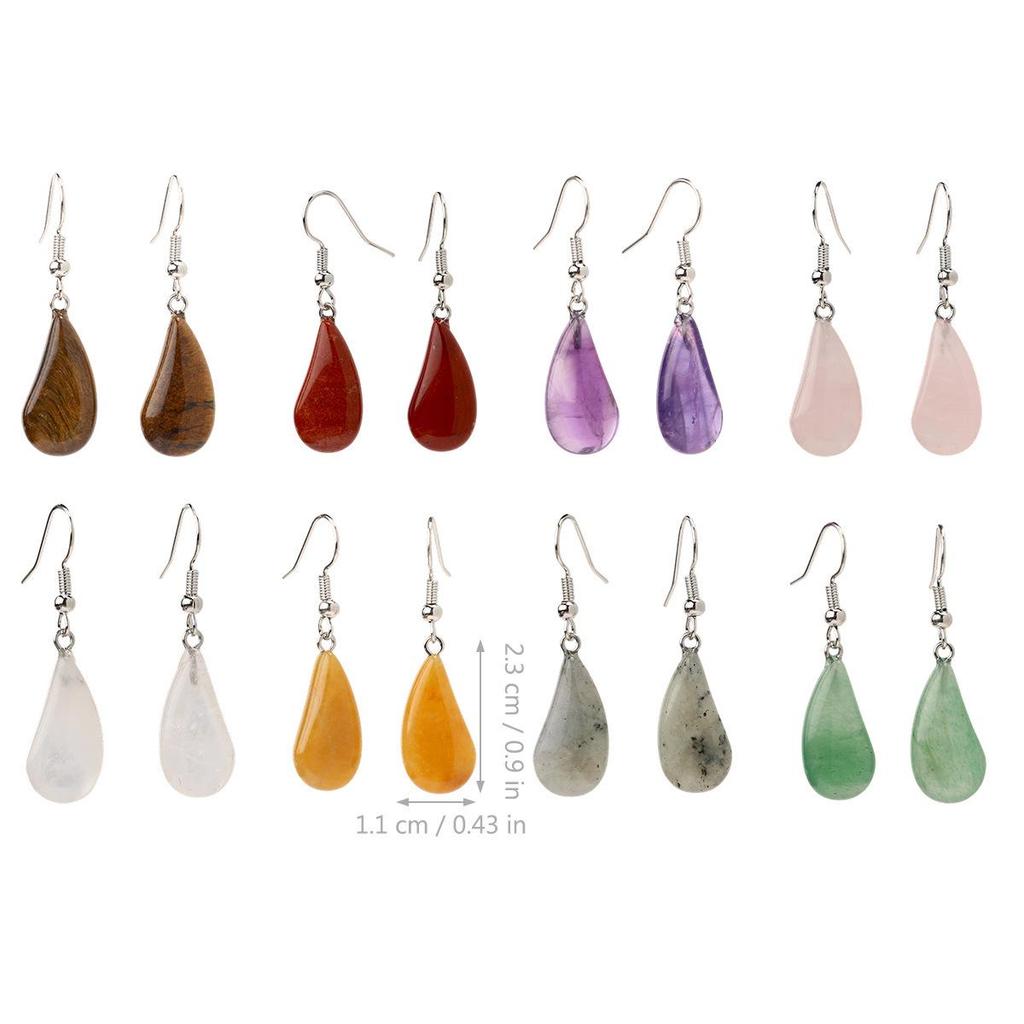 Green Aventurine & Pink Crystal Agate Water Drop Earrings for Women - Elegant Cross-Border Jewelry