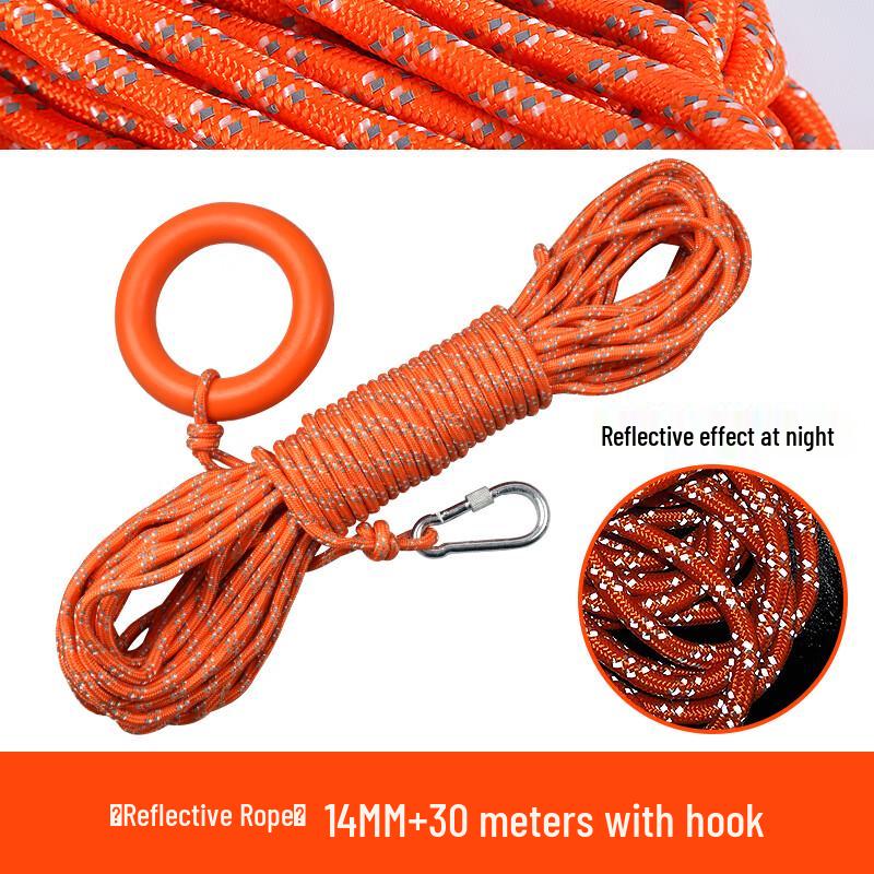 QINGHONG Floating Reflective Rescue Rope with Carabiner