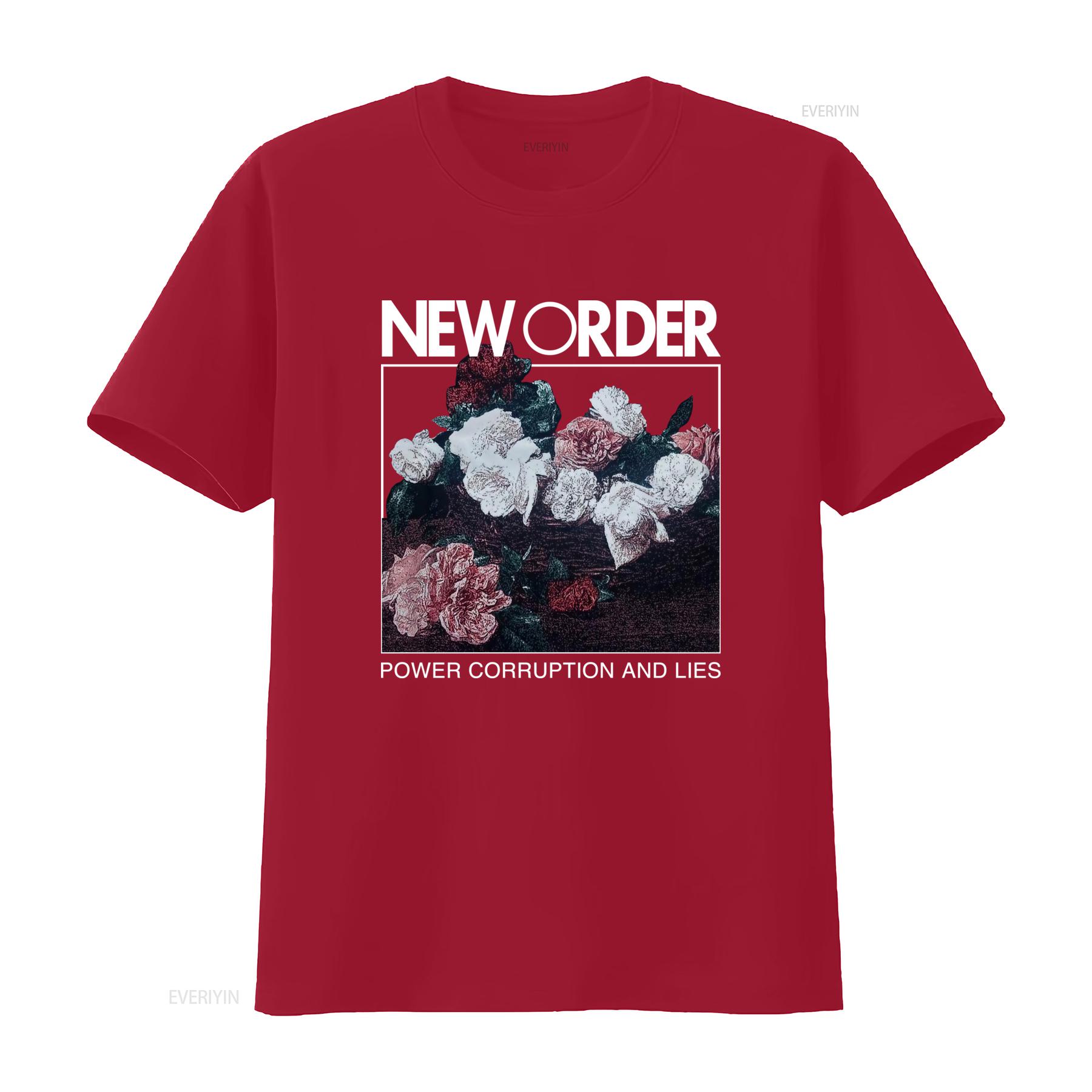 Rare New Order Power Corruption Lies Album Band Print T Shirt KM26 vintage Washed graphic Stylish Breathable homme Versatile S
