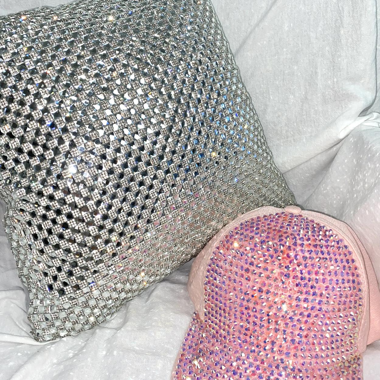 Jmg Clothing Unisex Silver 40X40cm Pillow Cover Luxury Glitter Bling Throw Diamond Pillow Case Rhinestone Pillowcase Throw Pillow Home Pillowcase