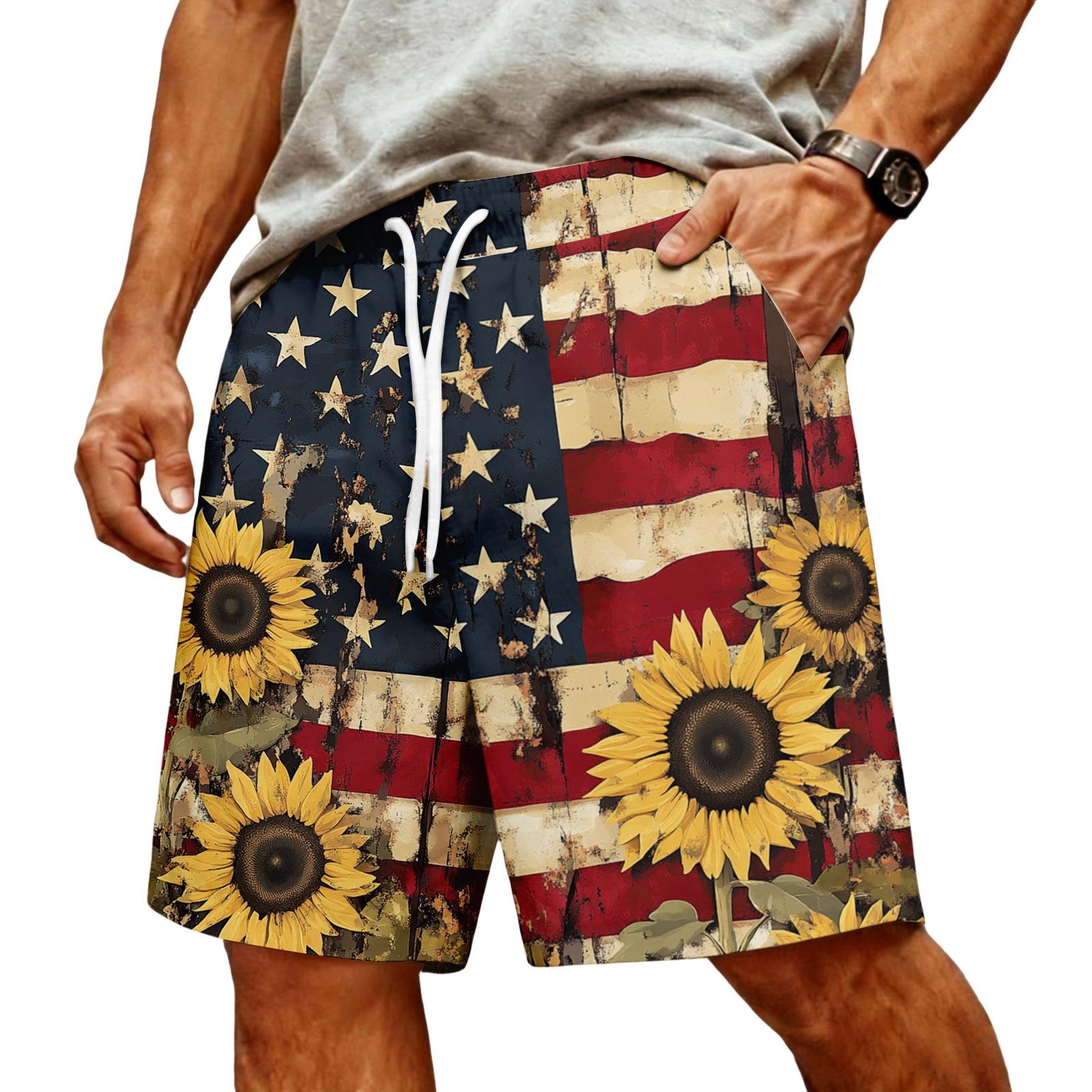 

Men s Casual Trendy Colorful Printed Shorts - Men s Drawstring Sports Breathable Shorts XXL помаранчевий