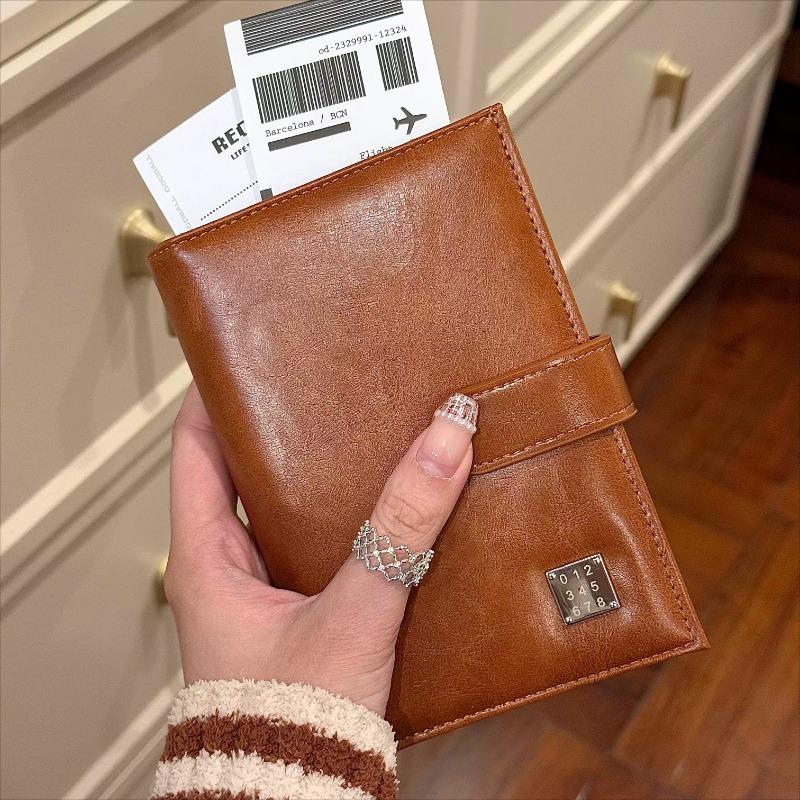 Women Passport Wallet Travel Document Organizer Long Clutch Wallet PU Leather Passport Holder Card Holder Ticket Cash Organizer RFID Blocking Purse